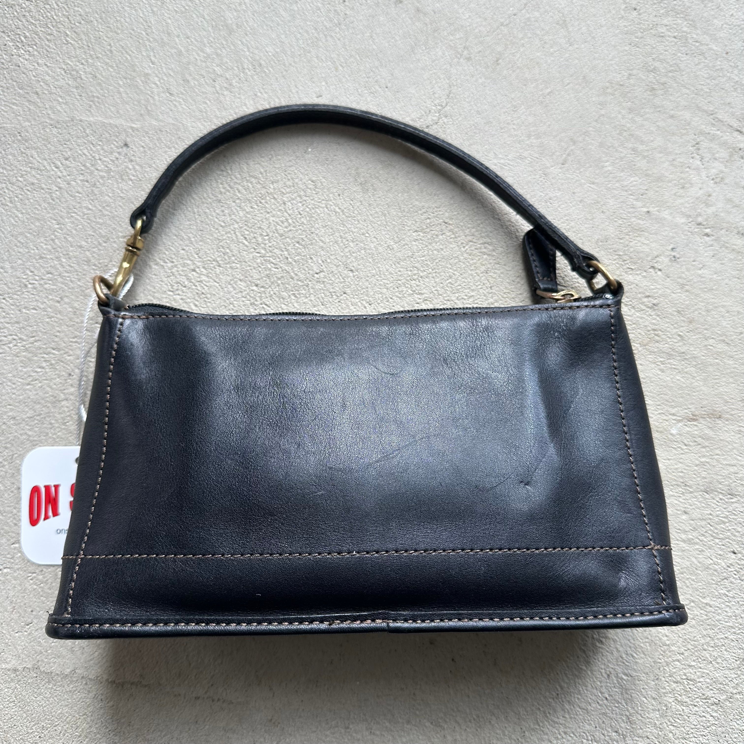 vintage y2k coach black leather demi style shoulder bag