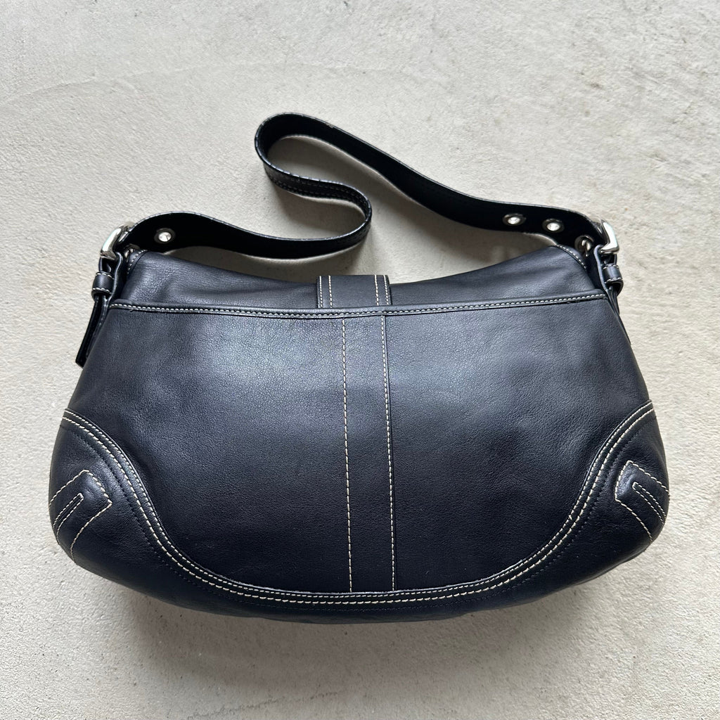 vintage y2k coach black leather soho shoulder bag 25