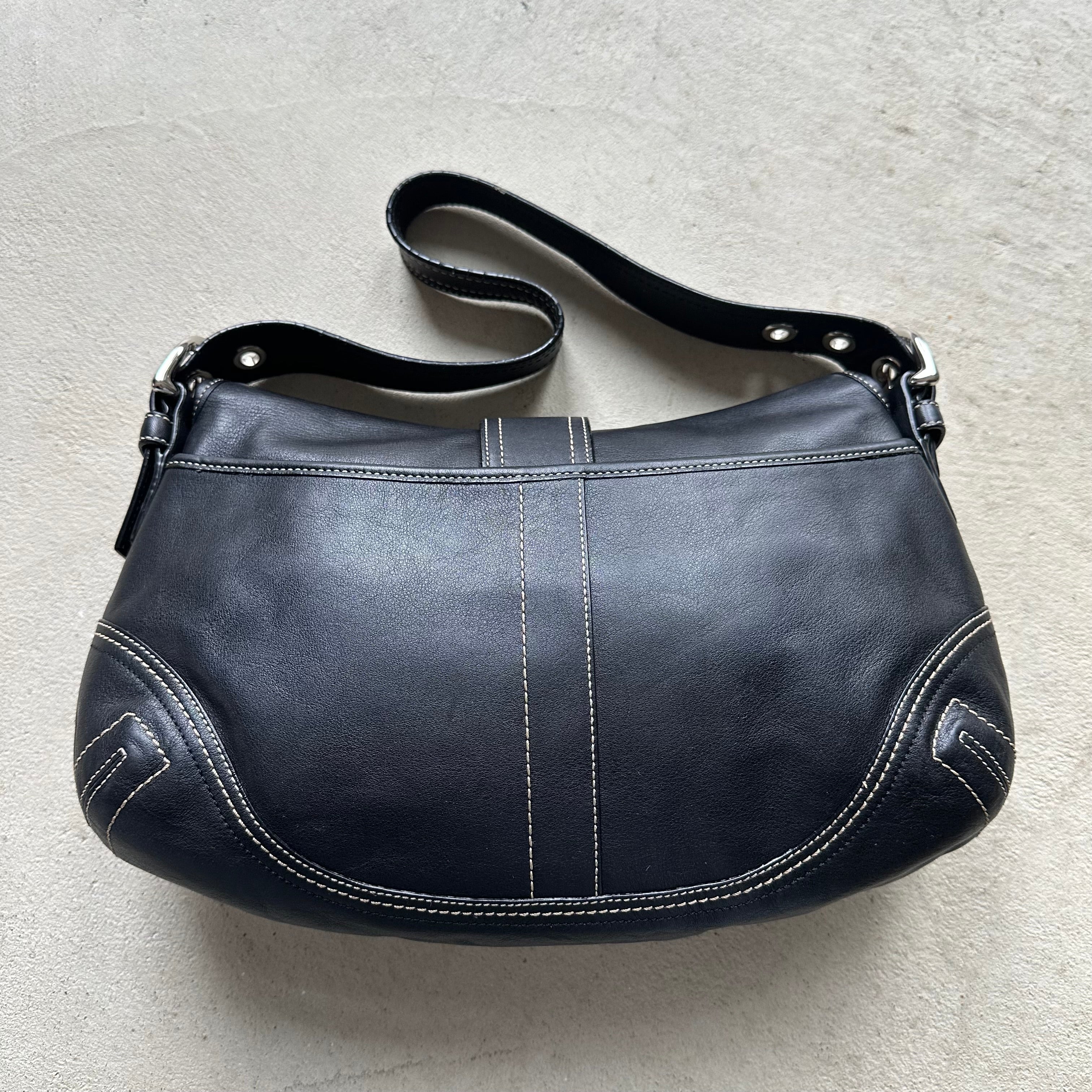 vintage y2k coach black leather soho shoulder bag 25