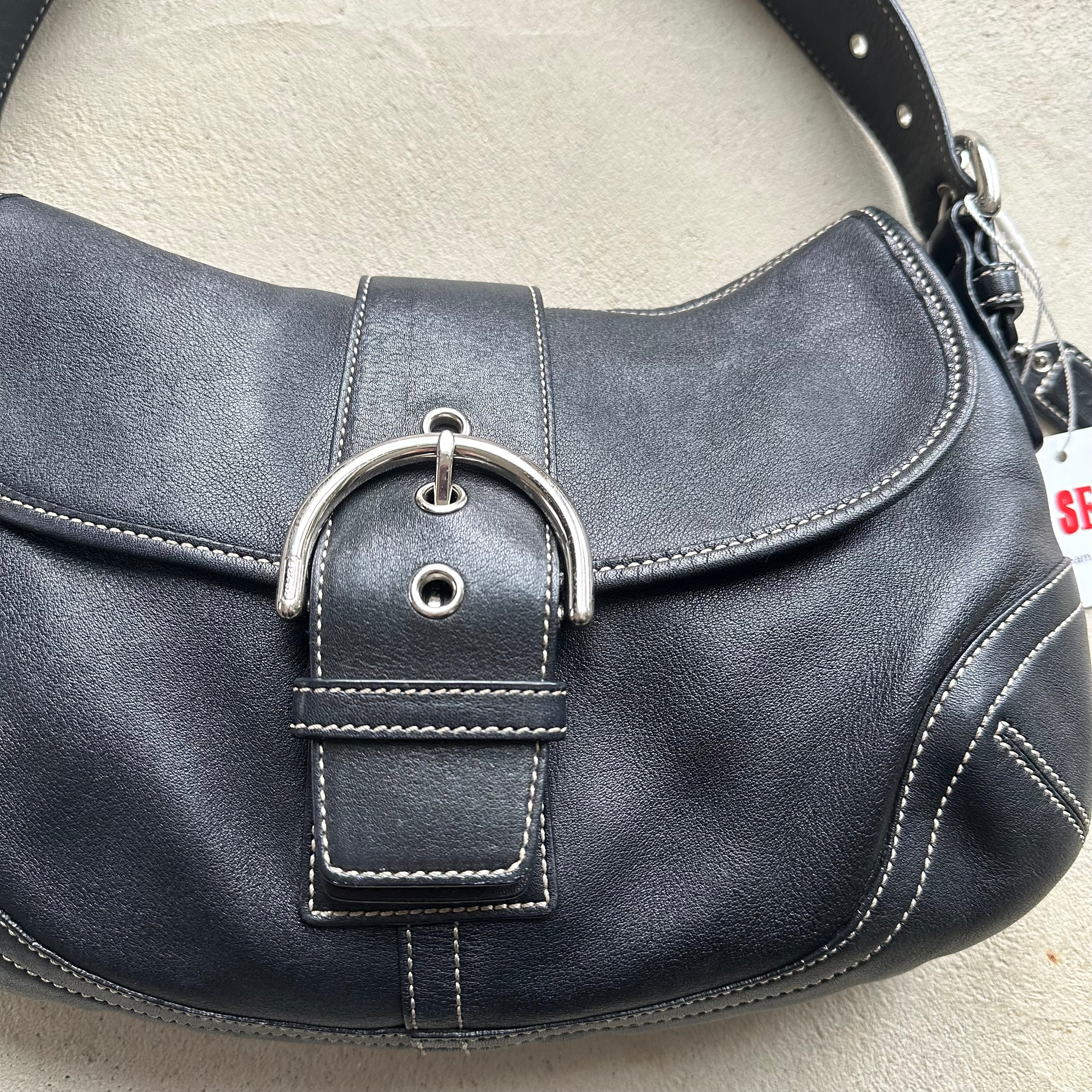 vintage y2k coach black leather soho shoulder bag 26
