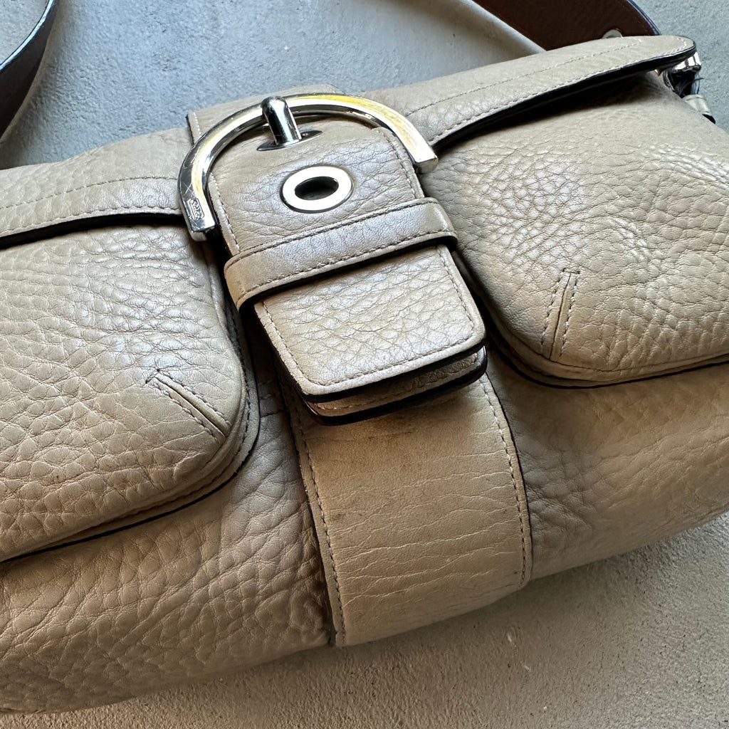 vintage y2k coach tan square soho leather shoulder bag