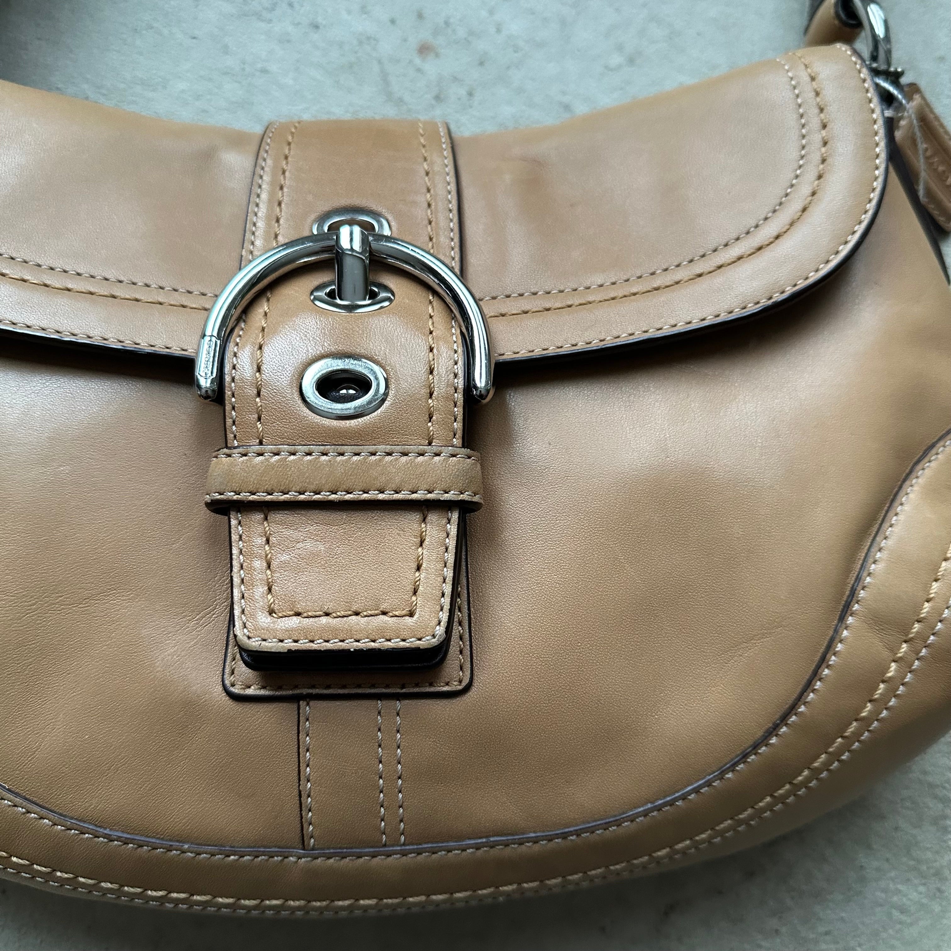 vintage y2k coach tan leather soho shoulder bag