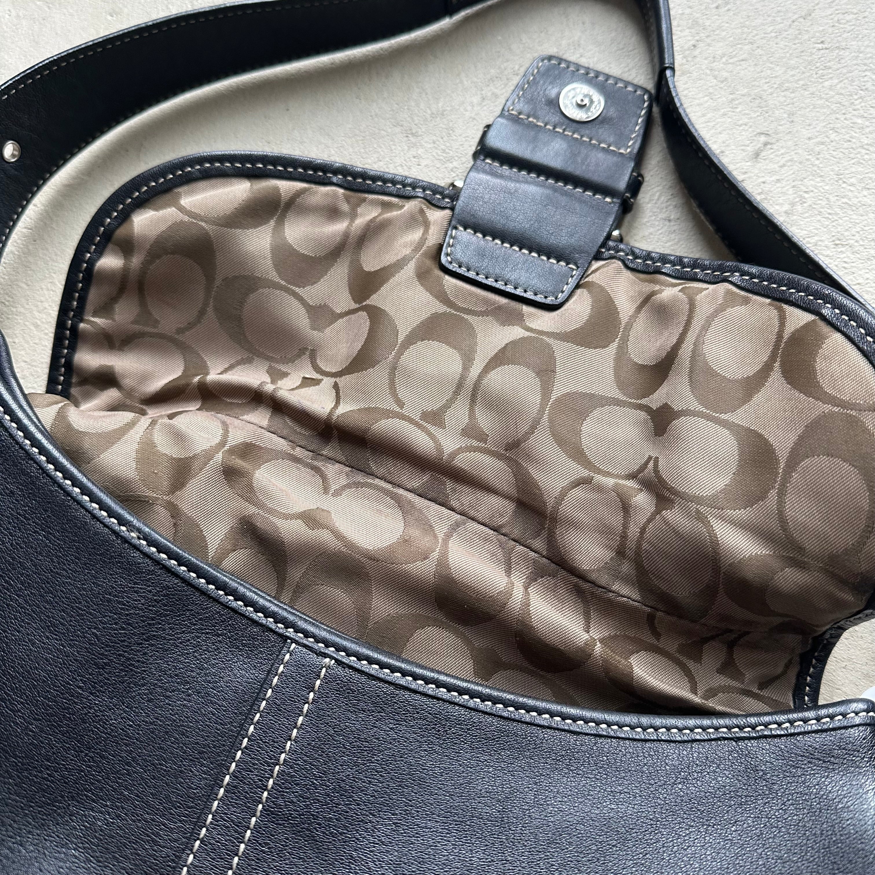 vintage y2k coach black leather soho shoulder bag 26