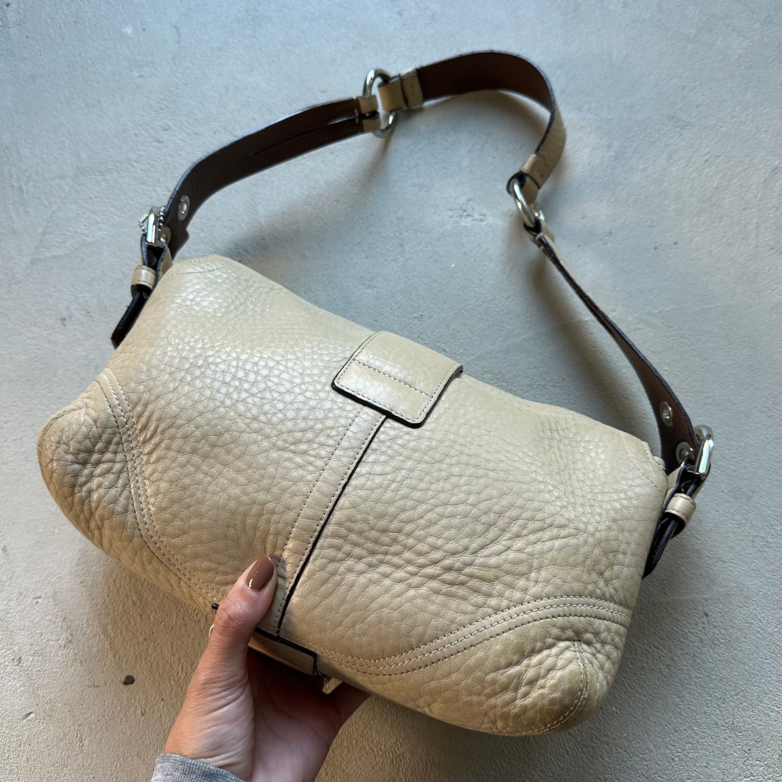 vintage y2k coach tan square soho leather shoulder bag