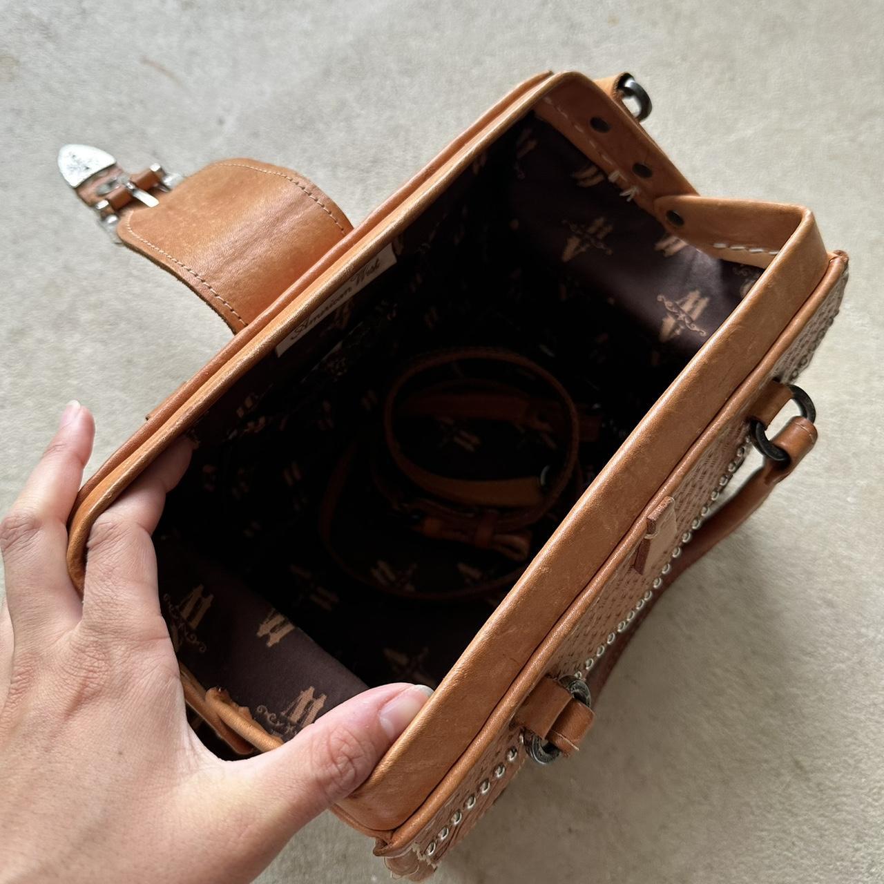 vintage american west western style tan leather handbag