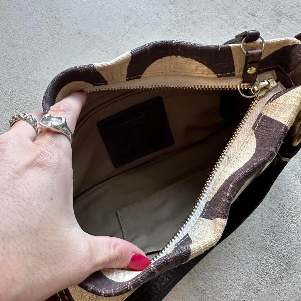 vintage y2k coach white brown shoulder bag 4