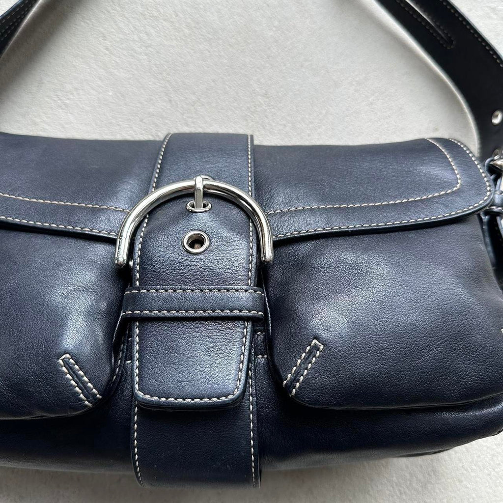 vintage y2k coach black square soho leather shoulder bag 16