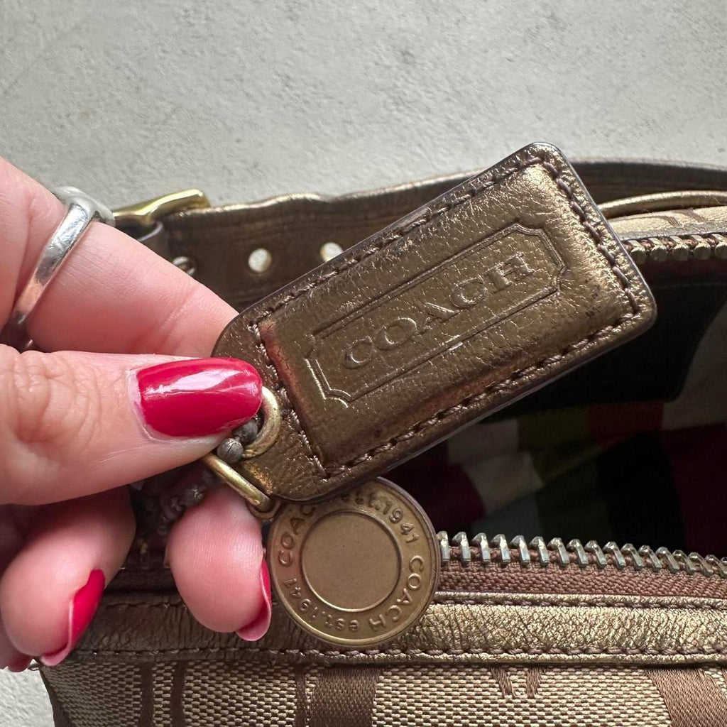 vintage y2k coach tan metallic shoulder bag
