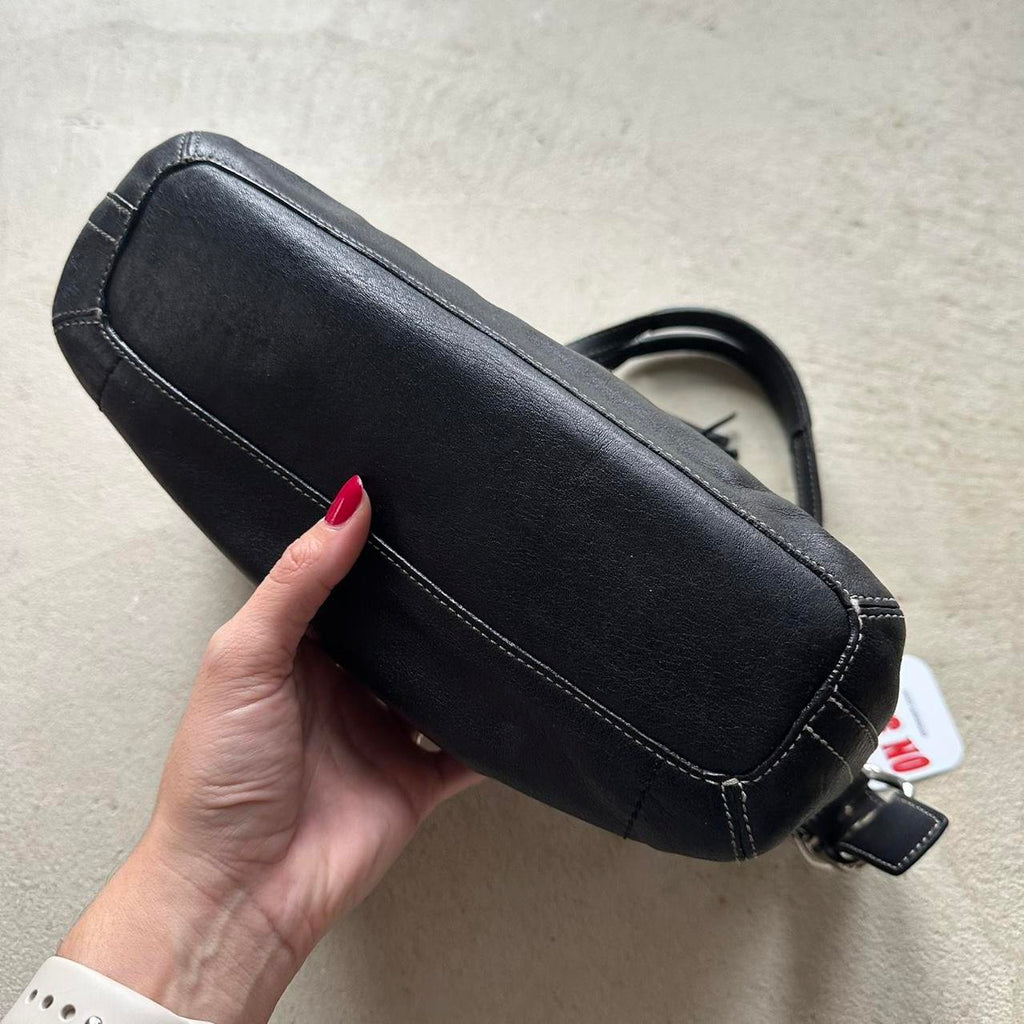 vintage y2k coach black leather shoulder bag 12