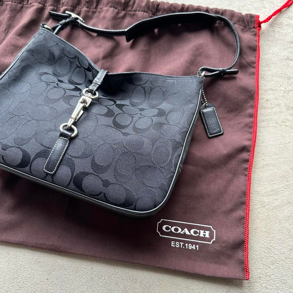 vintage y2k coach black canvas shoulder bag 1