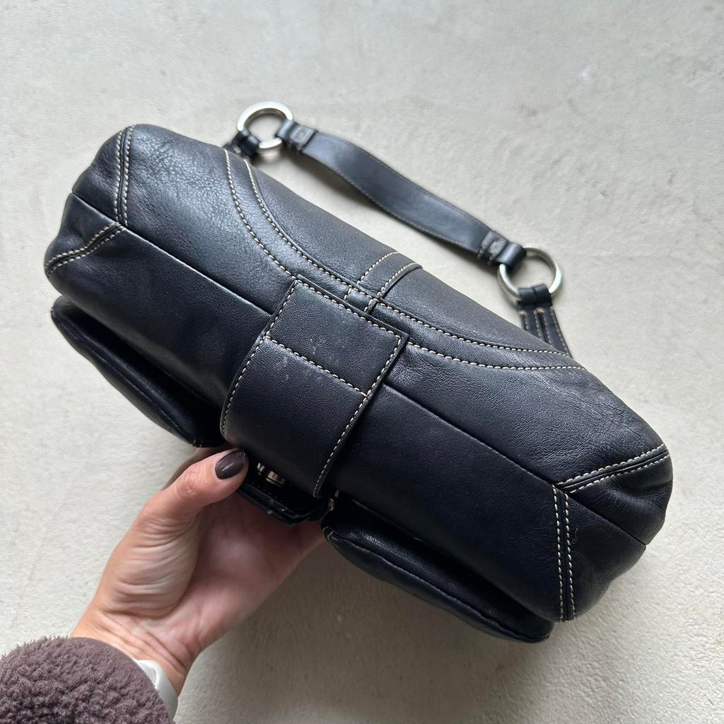 vintage y2k coach black square soho leather shoulder bag 16