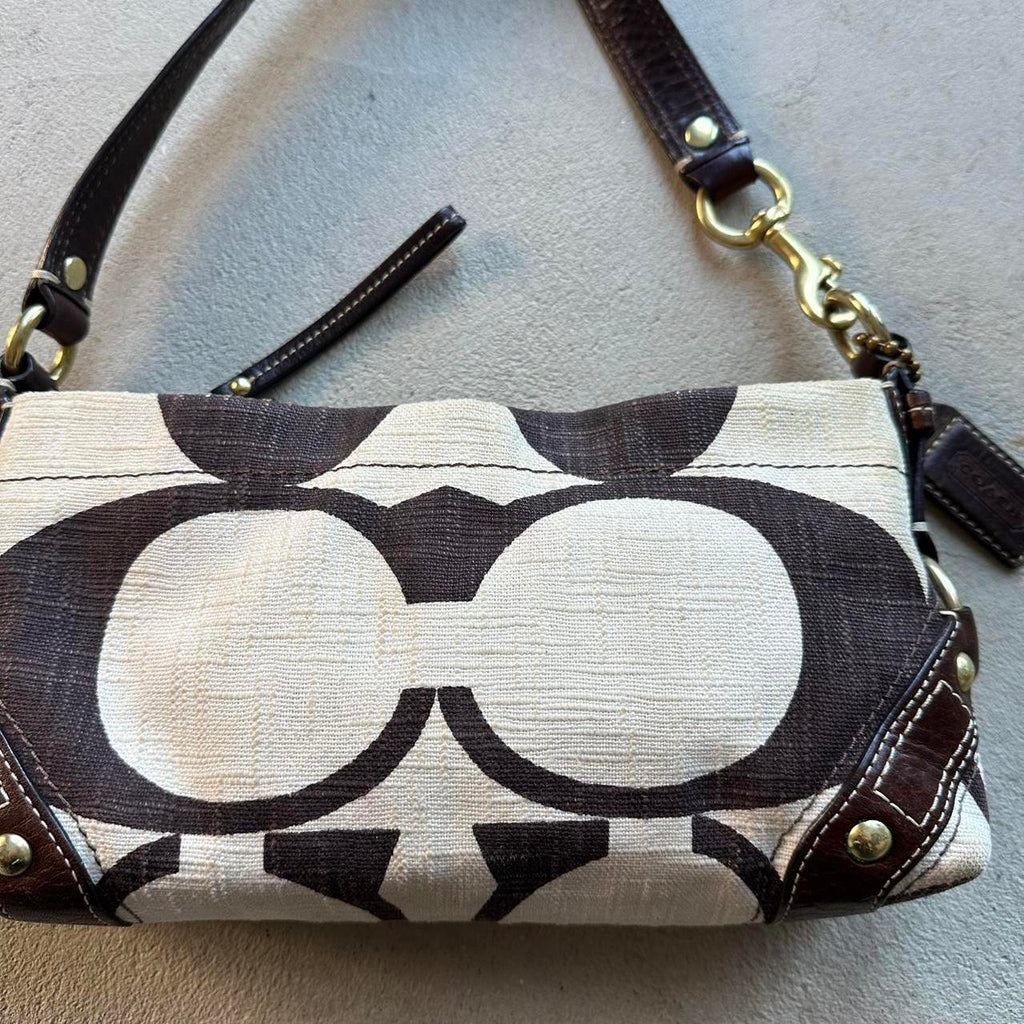 vintage y2k coach white brown shoulder bag 4