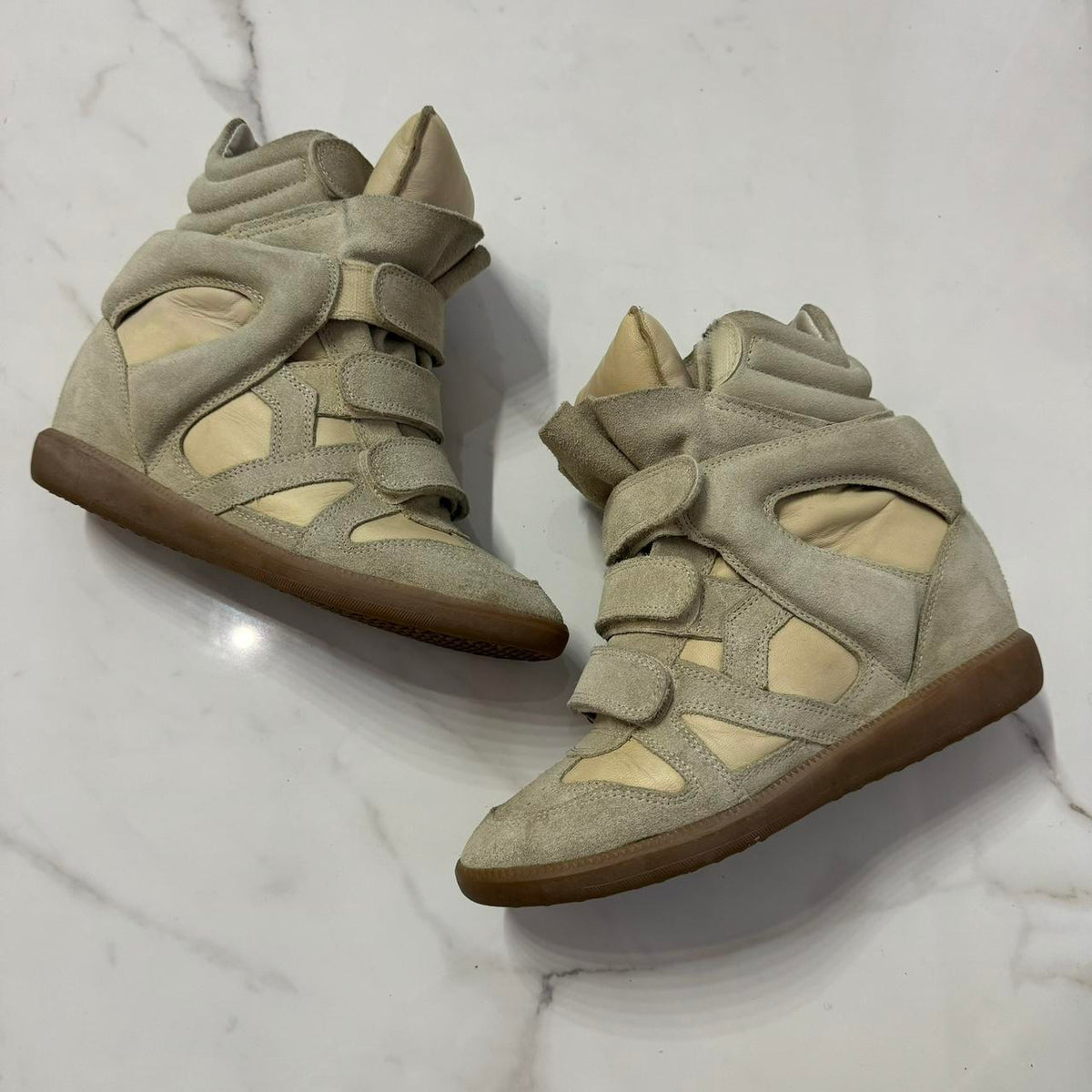 Isabel Marant Women's Tan and Cream Trainers