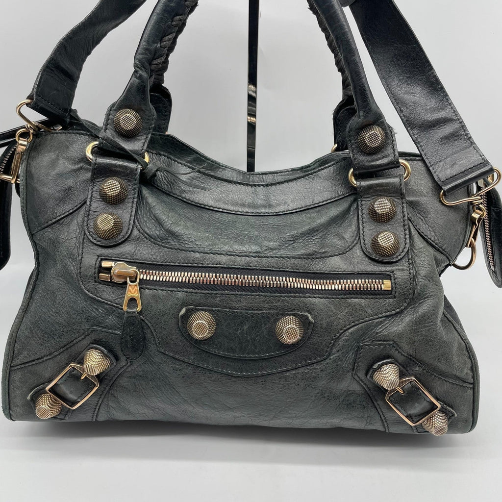 BALENCIAGA The Giant City 2way Shoulder Handbag Black Y2K Editors Bag Auth