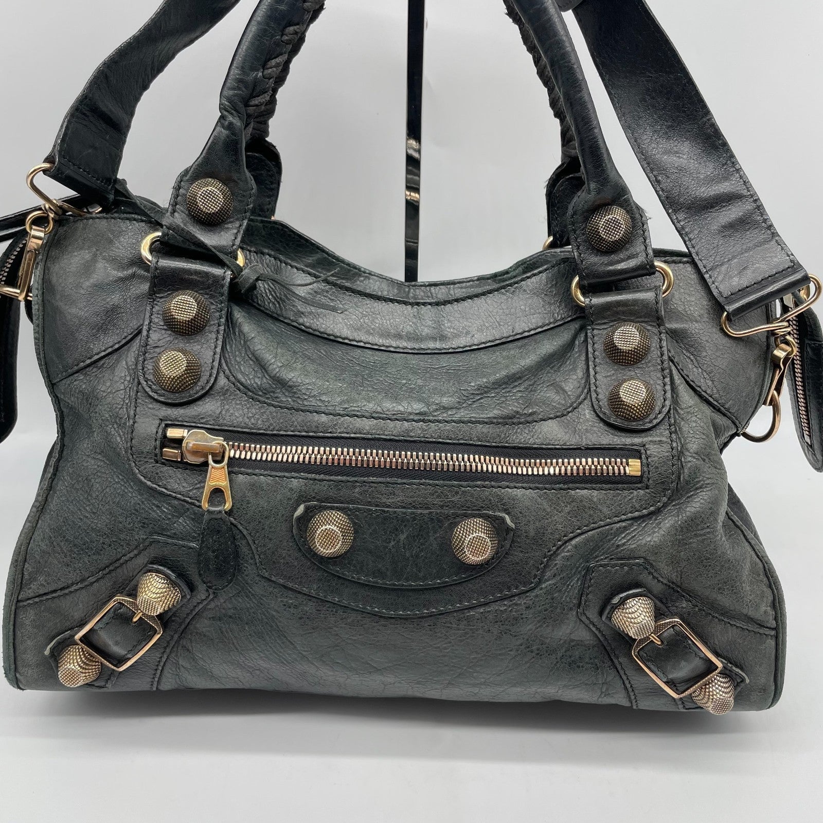 BALENCIAGA The Giant City 2way Shoulder Handbag Black Y2K Editors Bag Auth