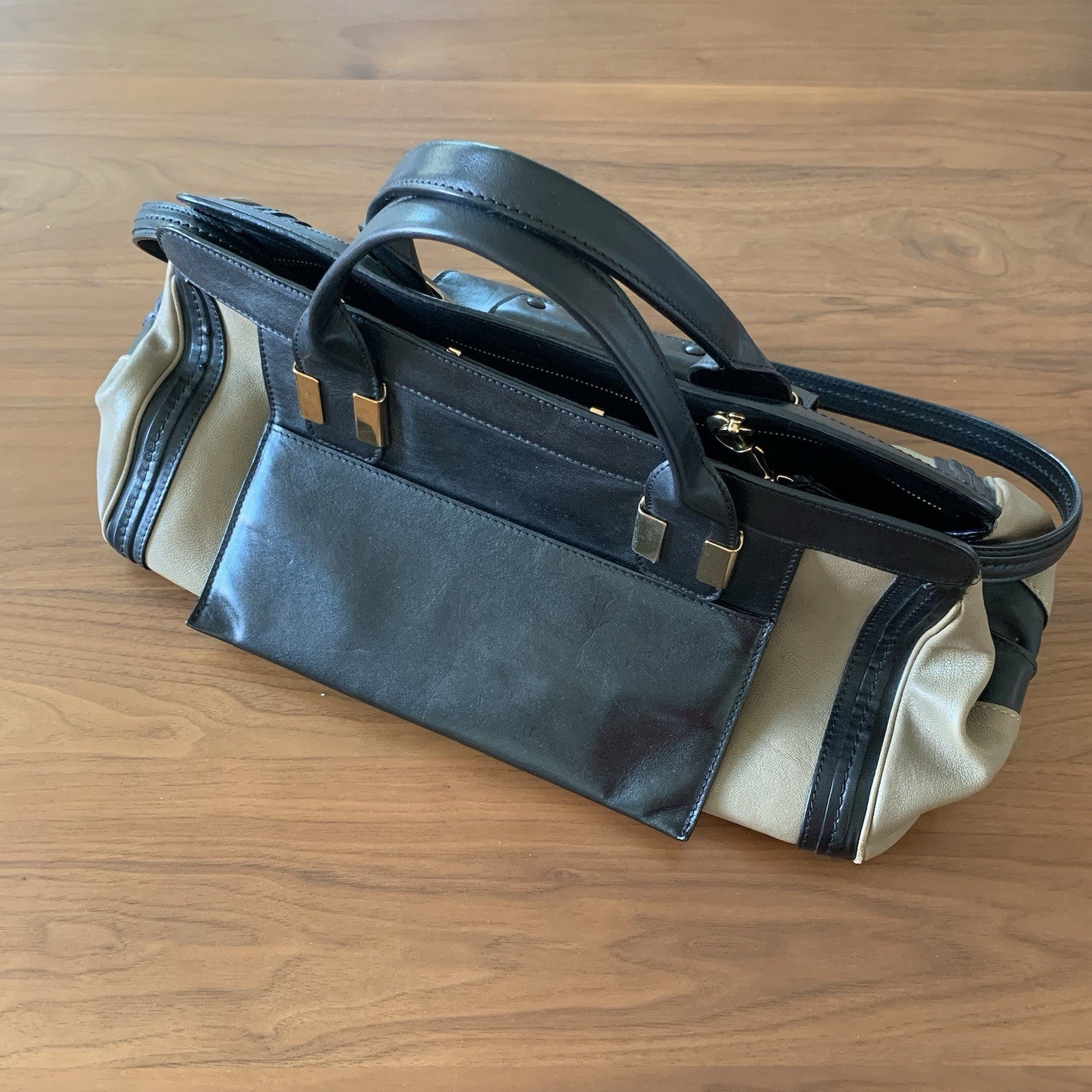 Authentic Chloé Alice Satchel Bag - Black & Tan Leather - Excellent Condition!