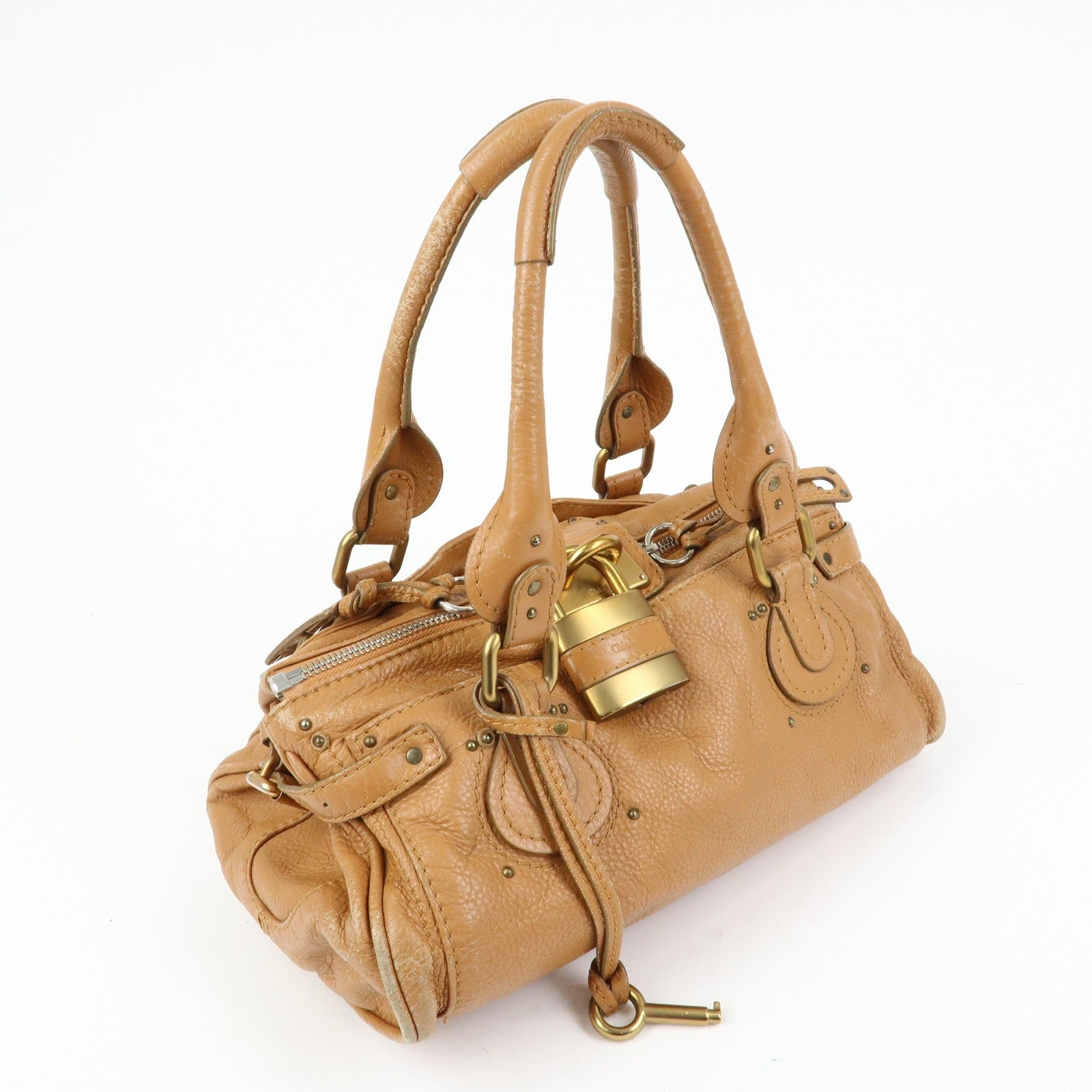 Chloe Paddington Medium Leather Hand Bag Shoulder Bag Brown Authentic Used F/S