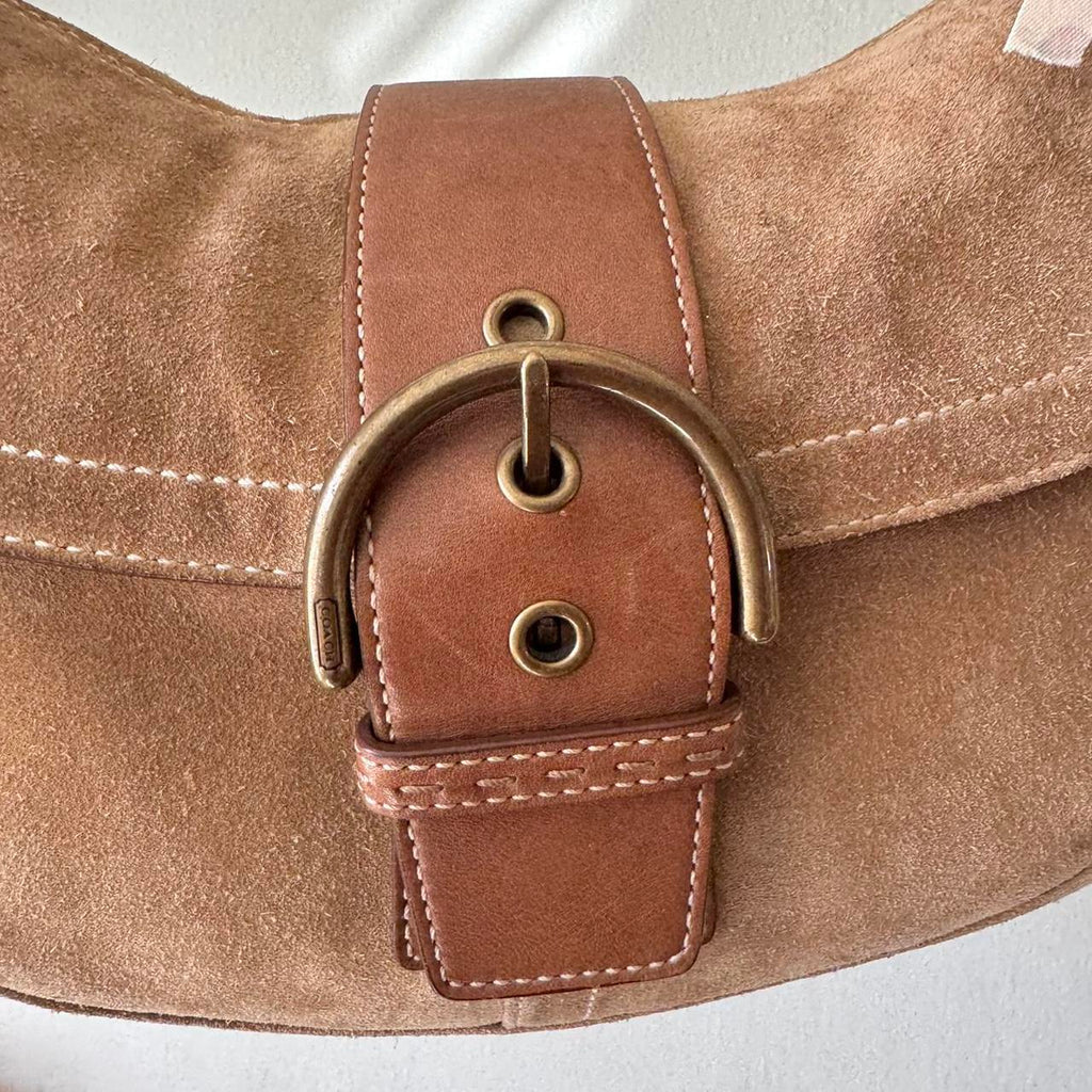 Vintage Y2K Coach tan suede leather soho bag!