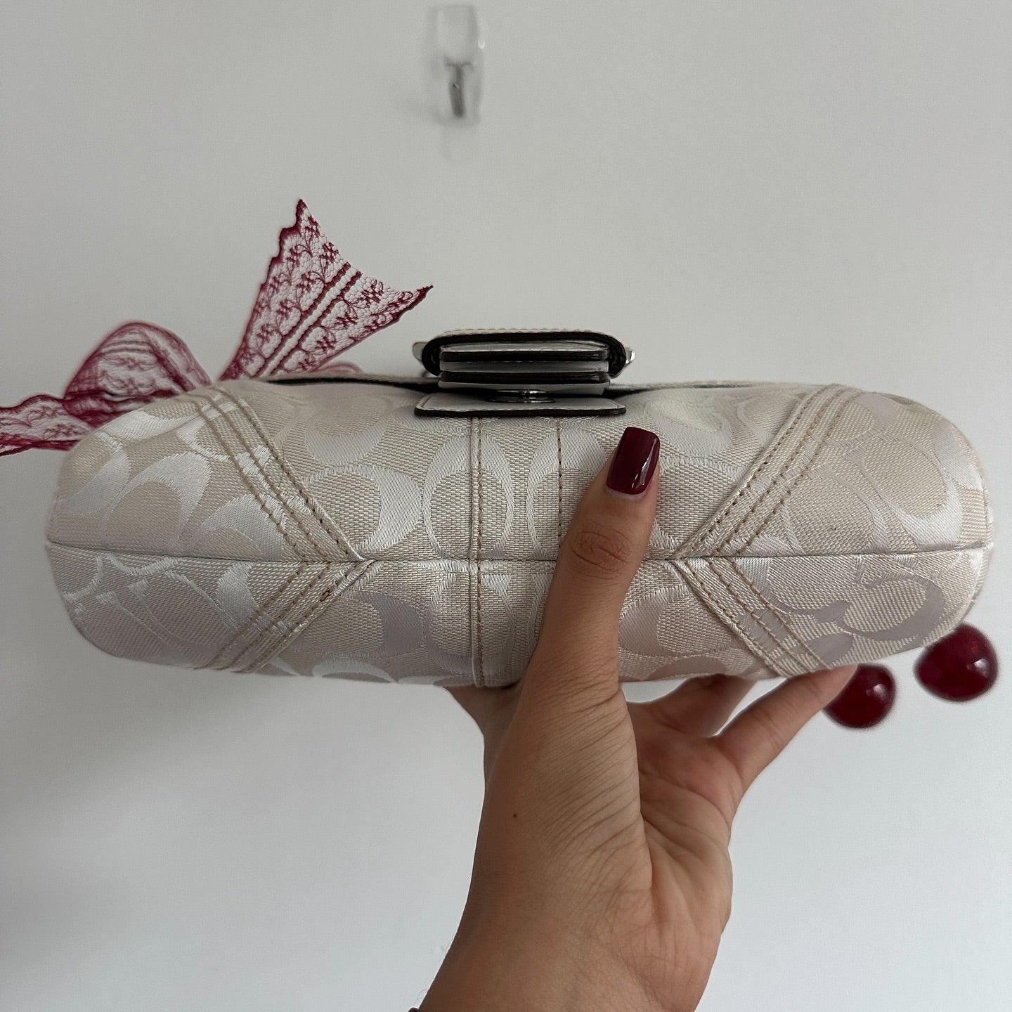 y2k coach white monogram soho bag