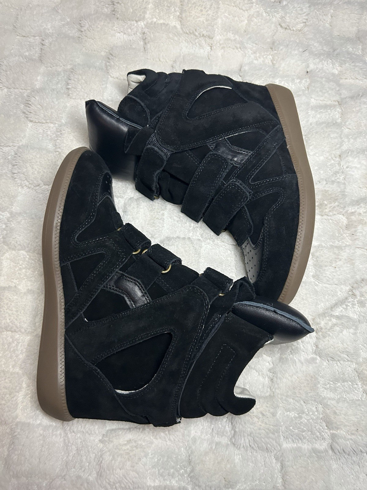 Isabel Marant Bekett Leather Wedge Sneaker Black Size US 7 EU 38
