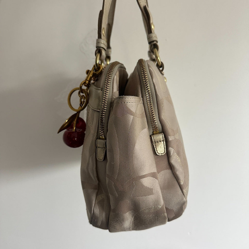 y2k coach beige monogram satchel bag