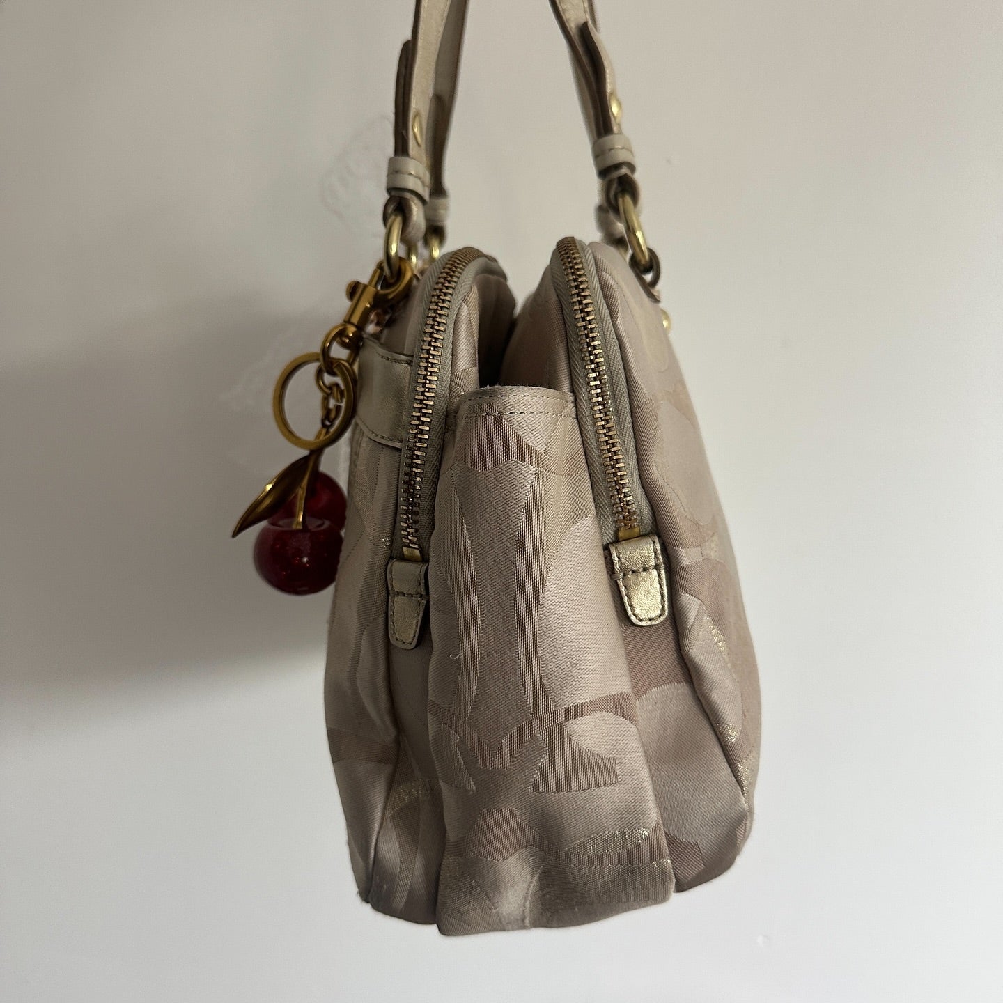 y2k coach beige monogram satchel bag