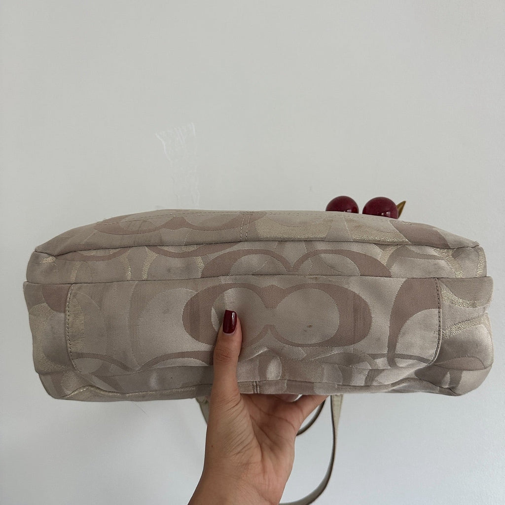 y2k coach beige monogram satchel bag