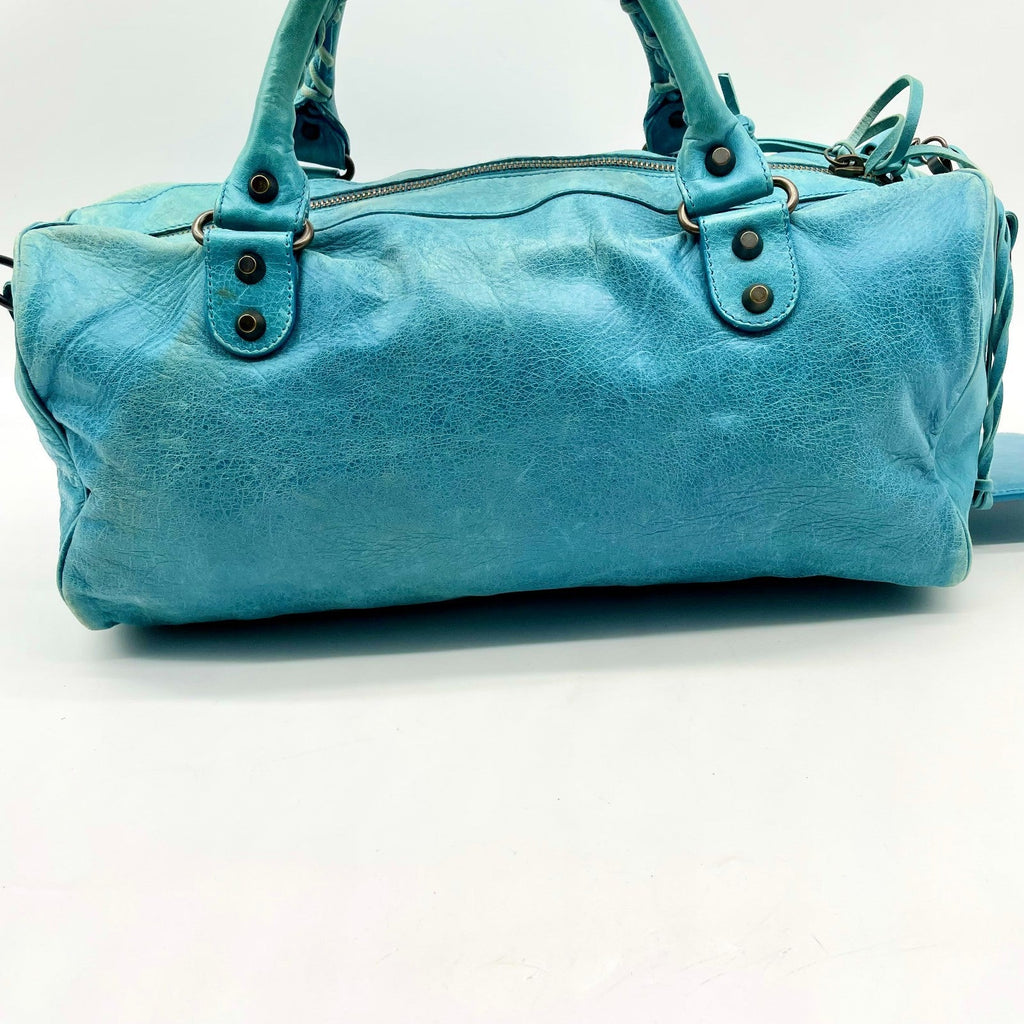BALENCIAGA The twiggy bag Handbag Light Blue Leather 128523 Editors Bag Y2K Auth