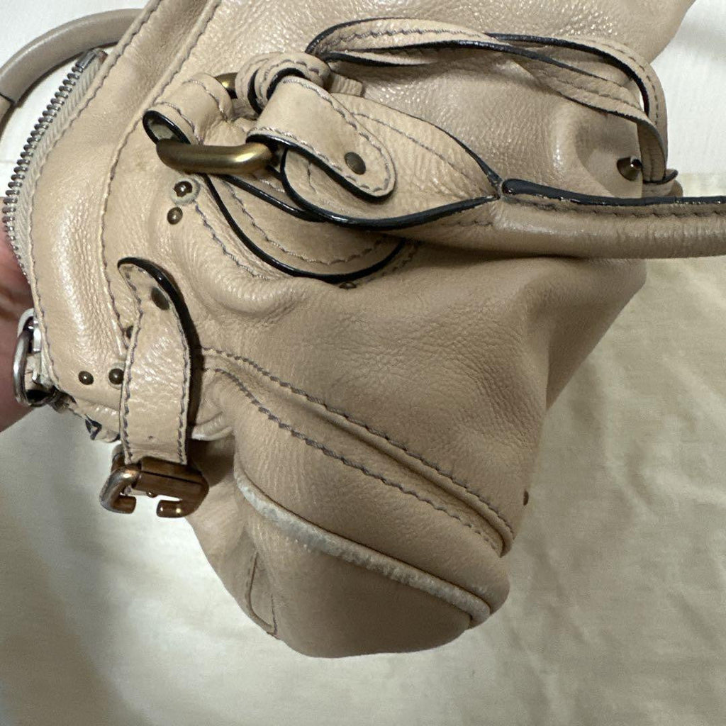 Chloe paddington shoulder bag handbag padlock key leather beige