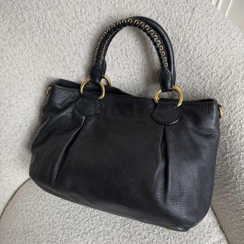 🔥 Authentic Miu Miu Vitello Leather Black Shoulder Bag Pre-owned 🔥
