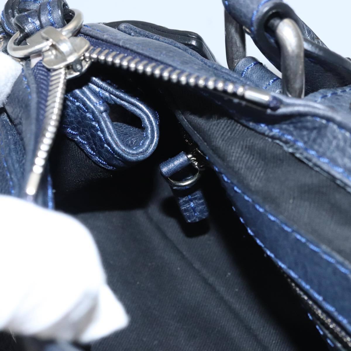 Chloe paddington mini hand bag leather navy silver auth am7485