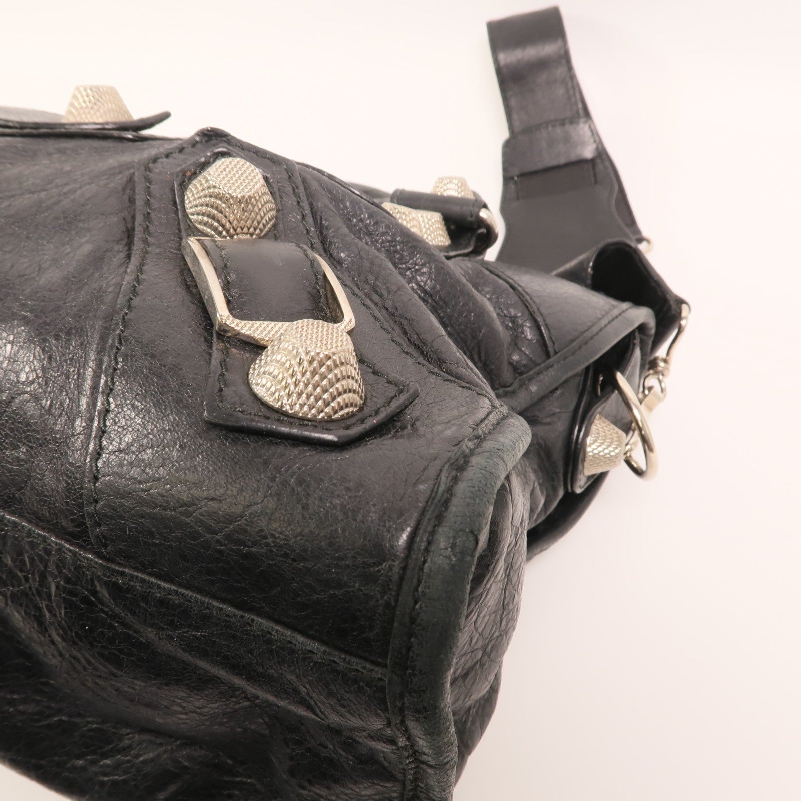 BALENCIAGA SHW City Bag 2 Way Shoulder Bag 173084 Calfskin Leather Black