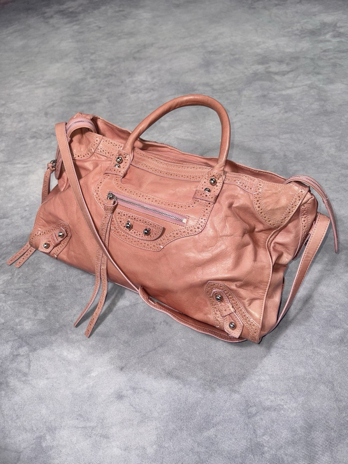 RARE Balenciaga City Bag Women`s Archive Y2K Avantgarde Pink Leather Medium Bag