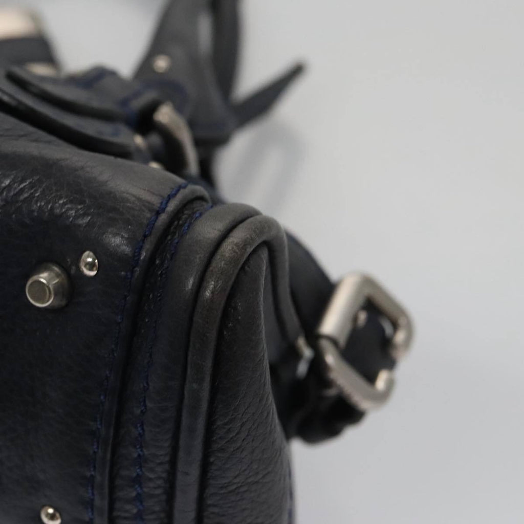 Chloe paddington mini hand bag leather navy silver auth am7485