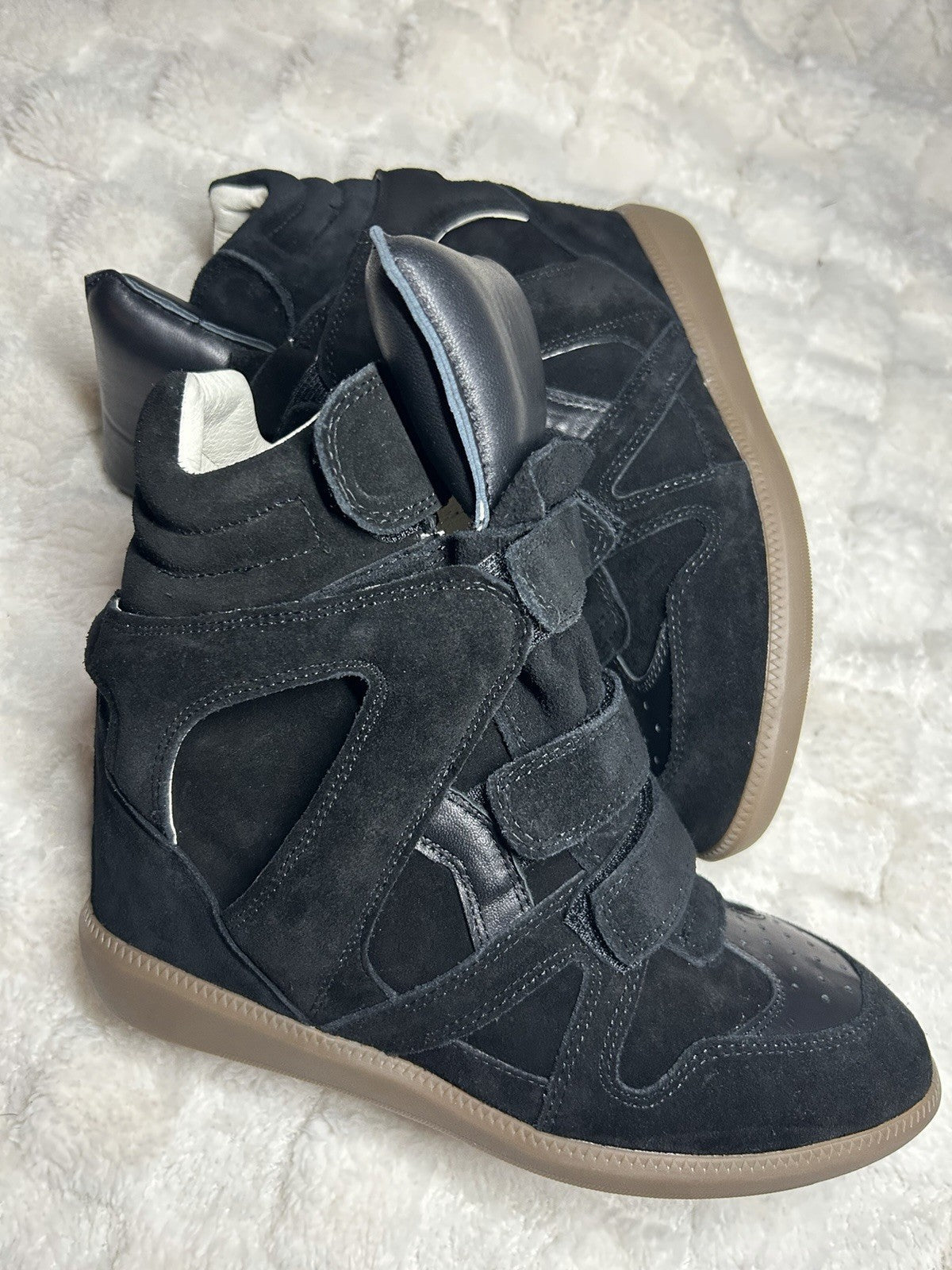 Isabel Marant Bekett Leather Wedge Sneaker Black Size US 7 EU 38