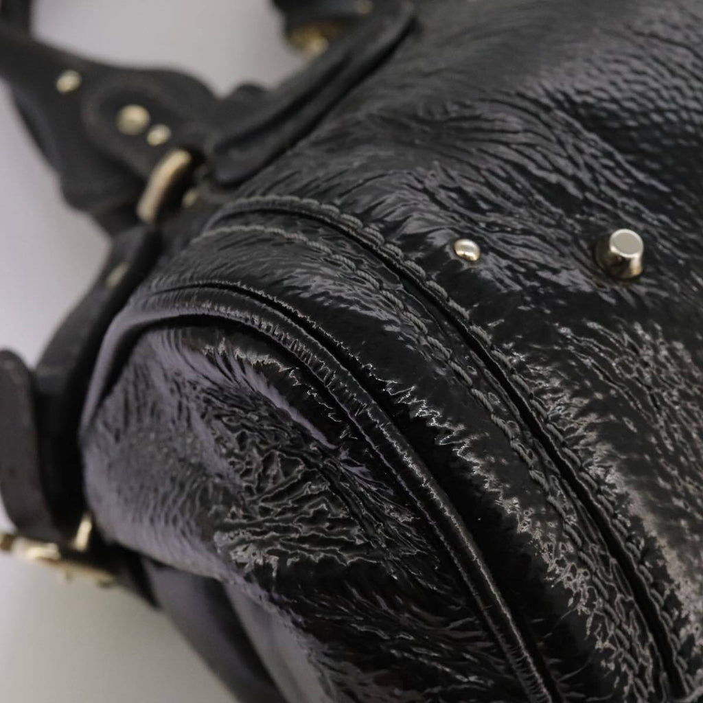 Chloe paddington hand bag enamel black auth mr780