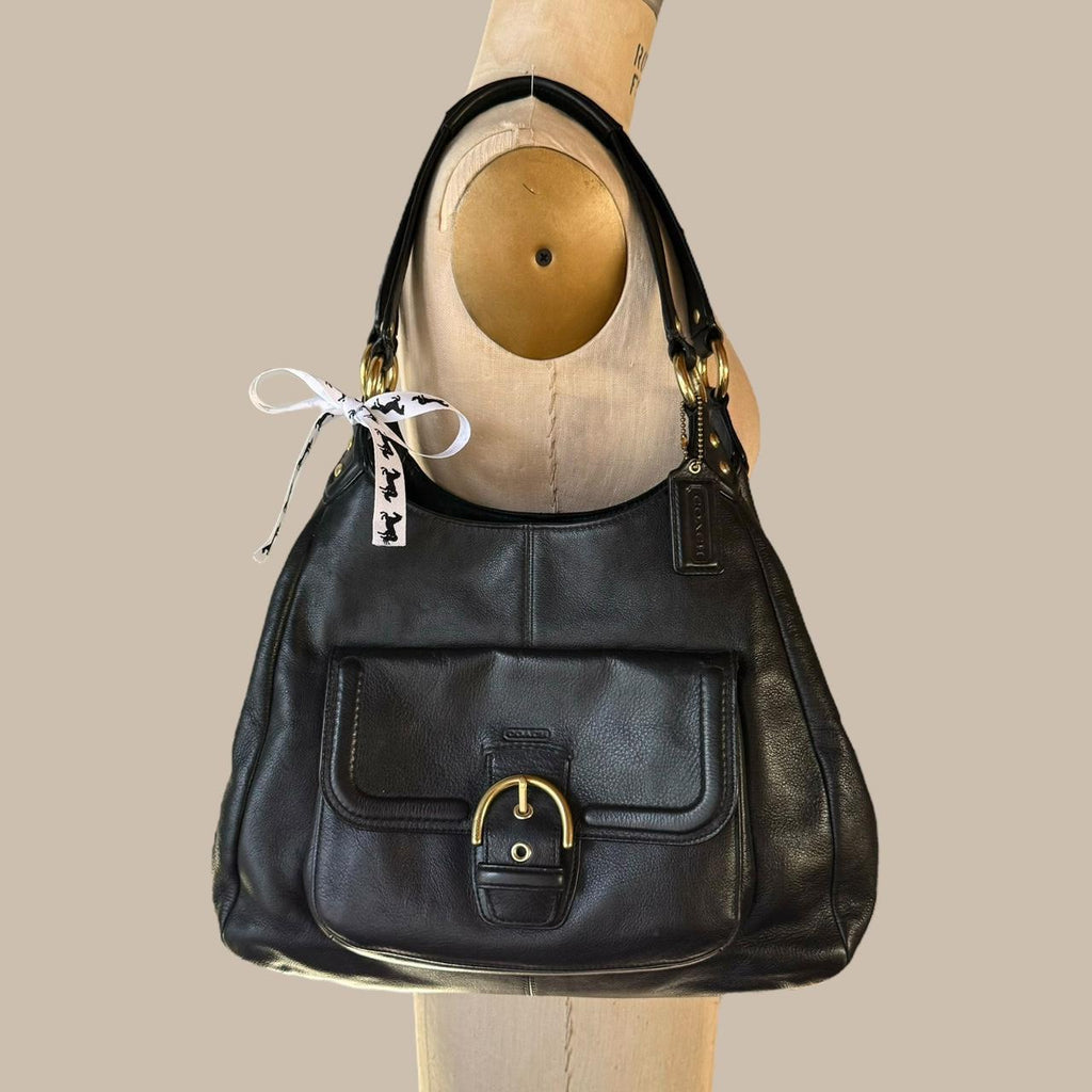 Vintage 90s Coach Campbell black leather shoulder bag!