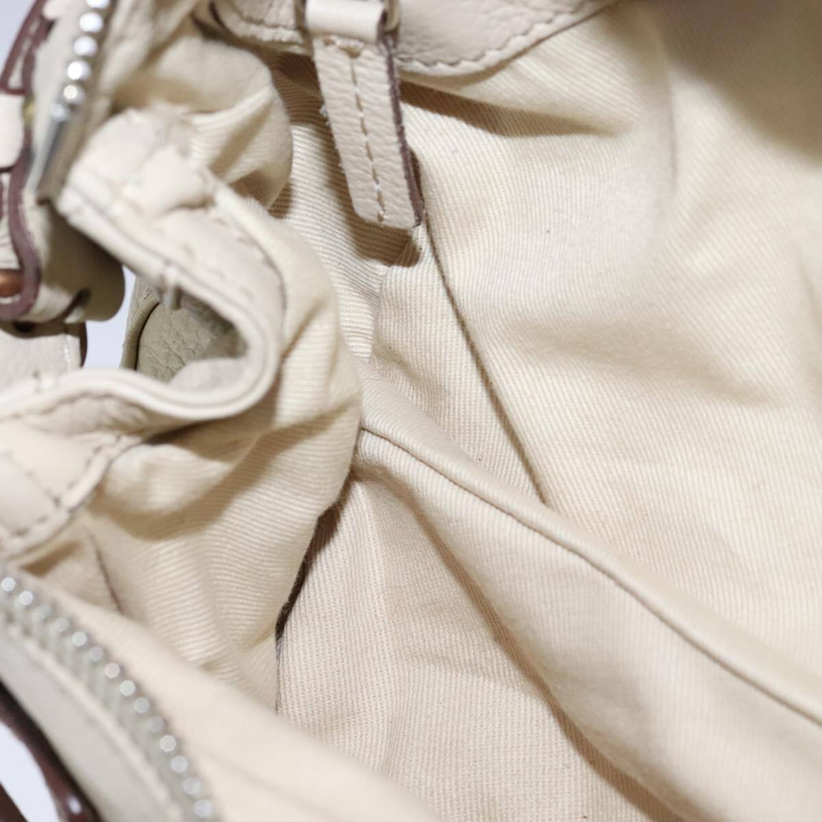 Chloe mini paddington hand bag leather white gold silver auth hk1875