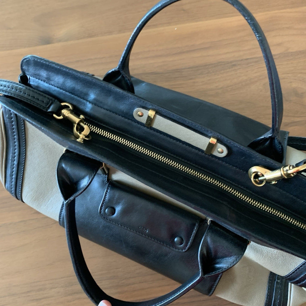 Authentic Chloé Alice Satchel Bag - Black & Tan Leather - Excellent Condition!