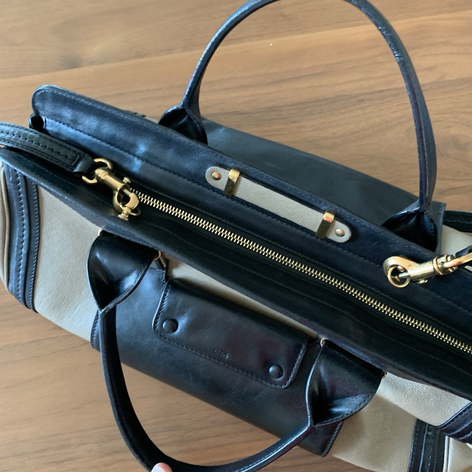 Authentic Chloé Alice Satchel Bag - Black & Tan Leather - Excellent Condition!