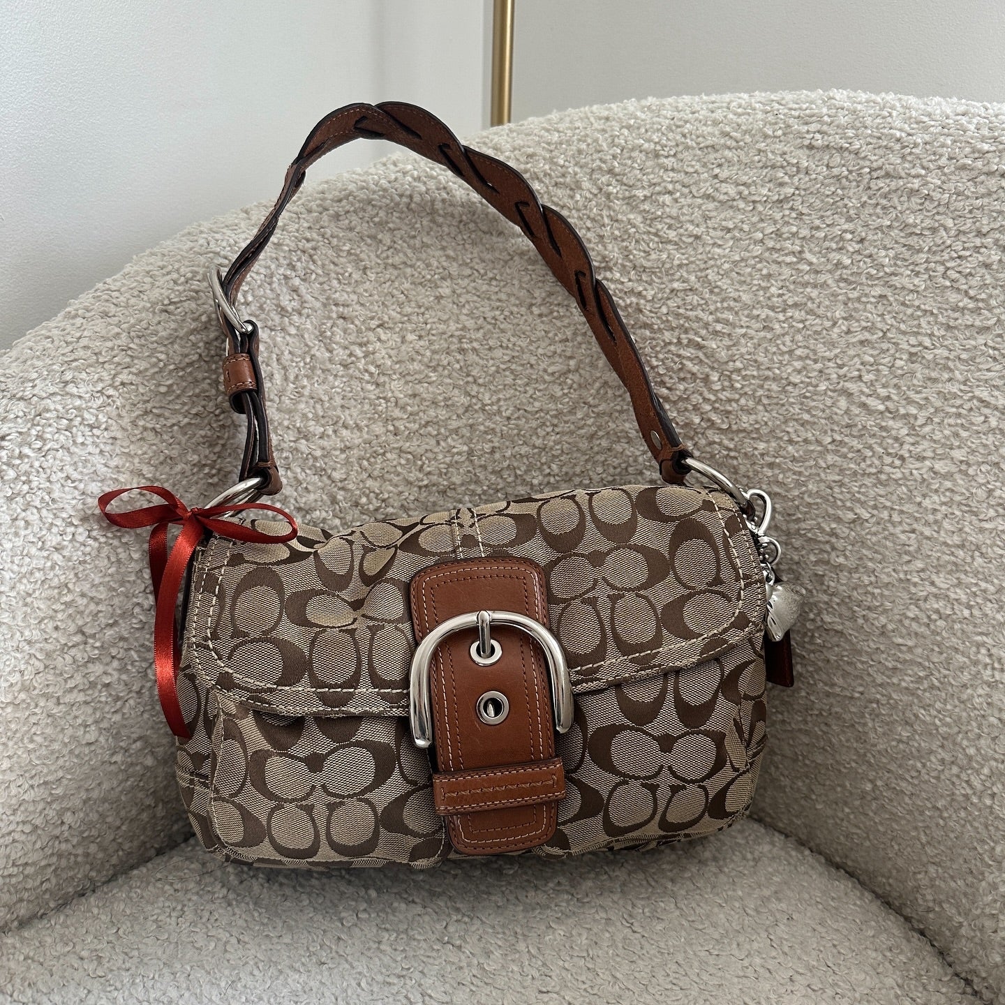 y2k coach tan monogram soho bag