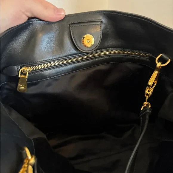 MIU MIU Calf Leather Gold Pyramid Studded Large Tote Bag Authentic Crossbody