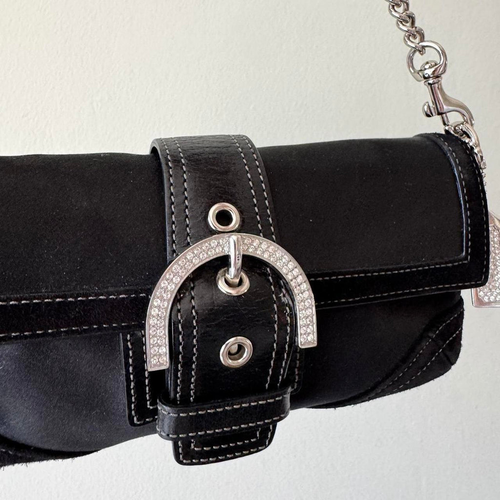 Vintage 2004 Coach rare Madison soho in black satin with Swarovski crystals!
