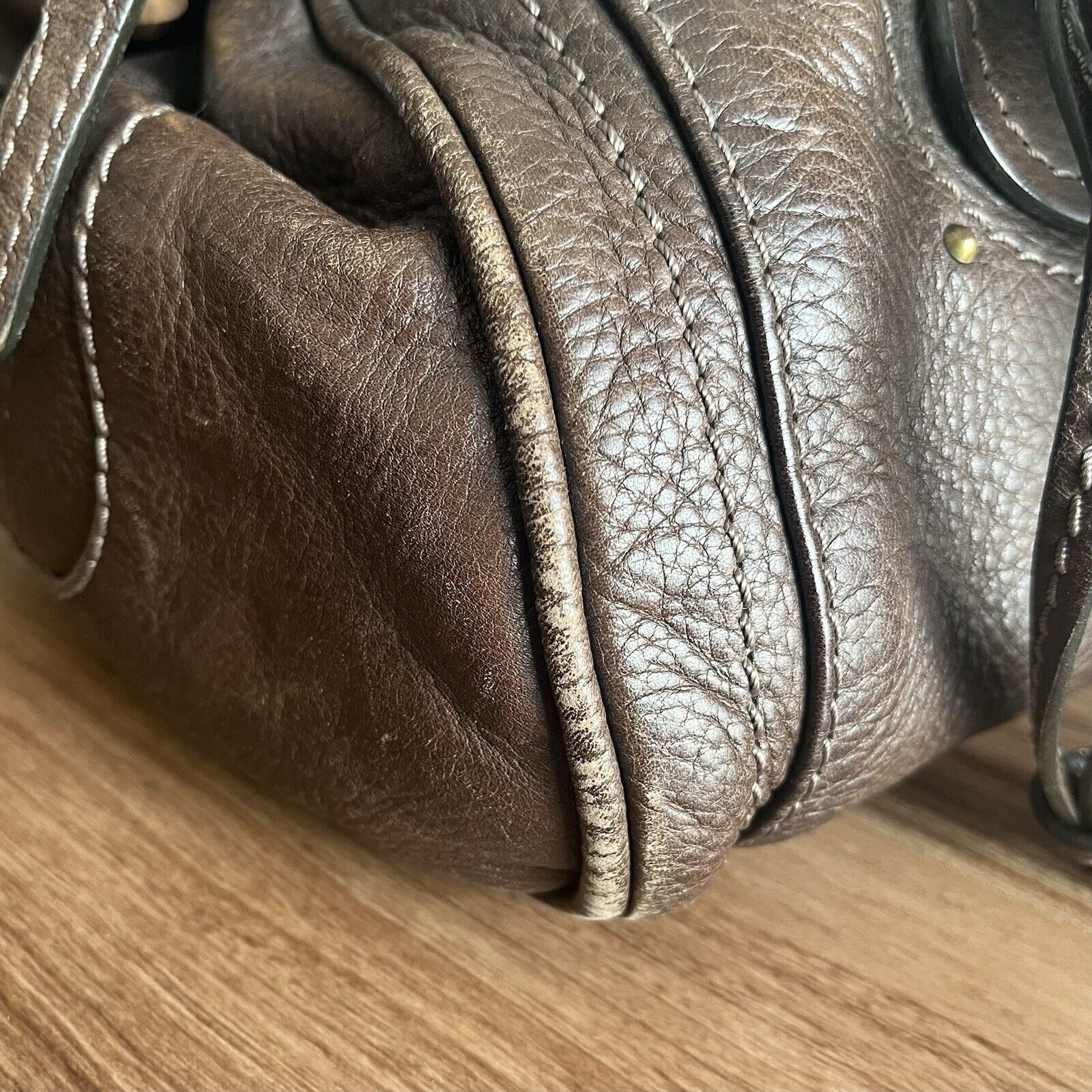 Chloe paddington leather hand bag dark brown leather medium padlock key f s