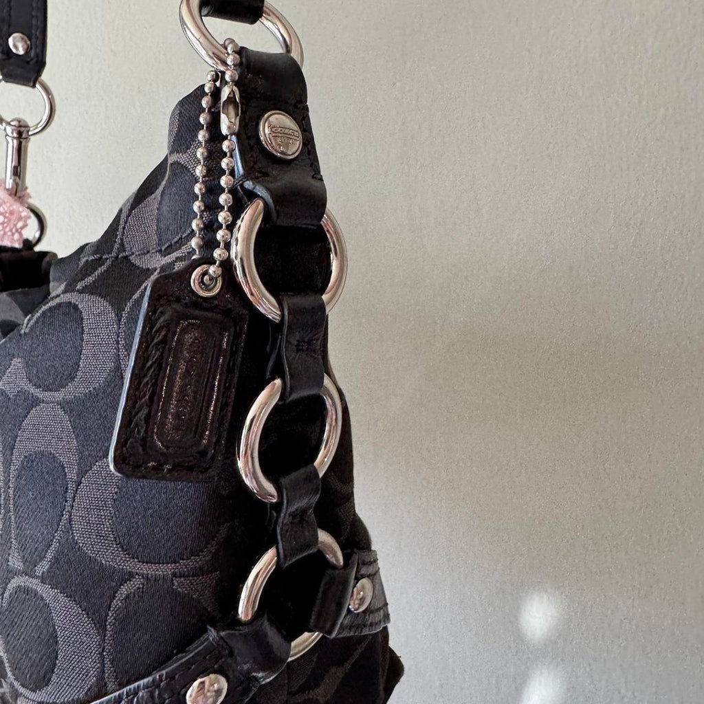 Vintage Y2K Coach Carly Signature black jacquard monogram shoulder bag!