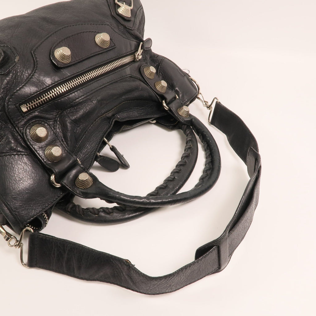 BALENCIAGA SHW City Bag 2 Way Shoulder Bag 173084 Calfskin Leather Black