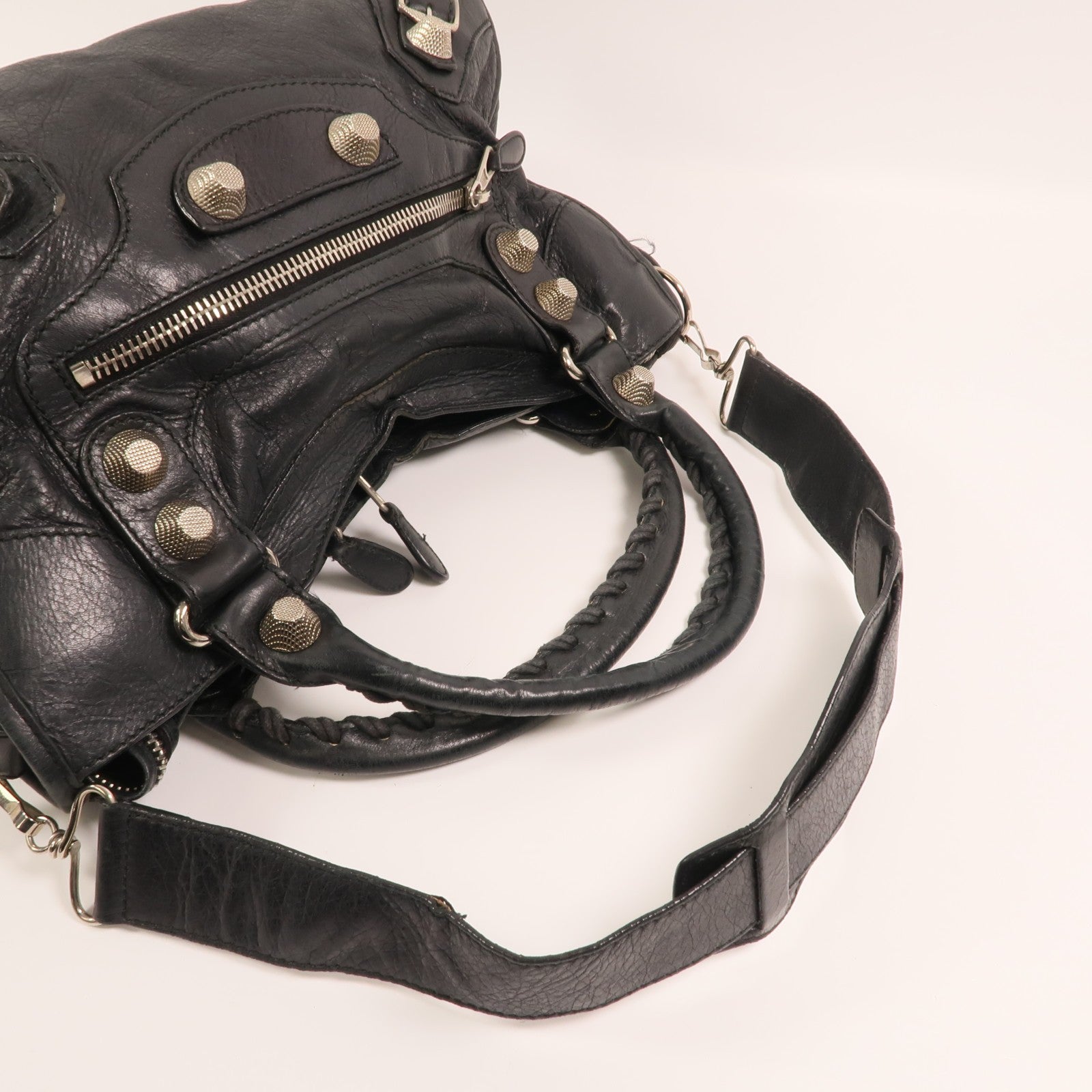BALENCIAGA SHW City Bag 2 Way Shoulder Bag 173084 Calfskin Leather Black