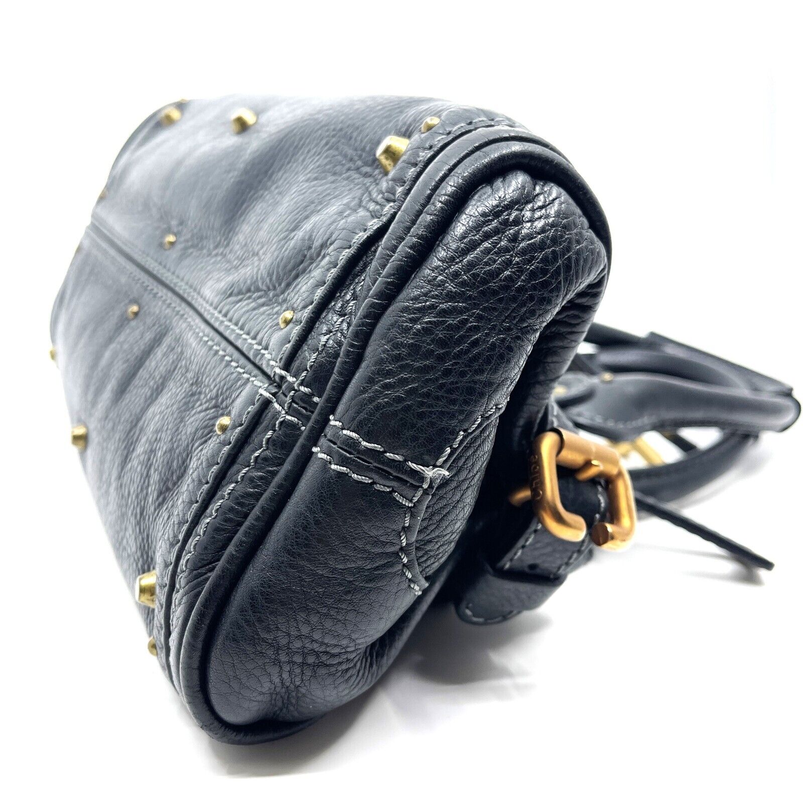 Chloe paddington mini hand bag black leather key padrock auth rare