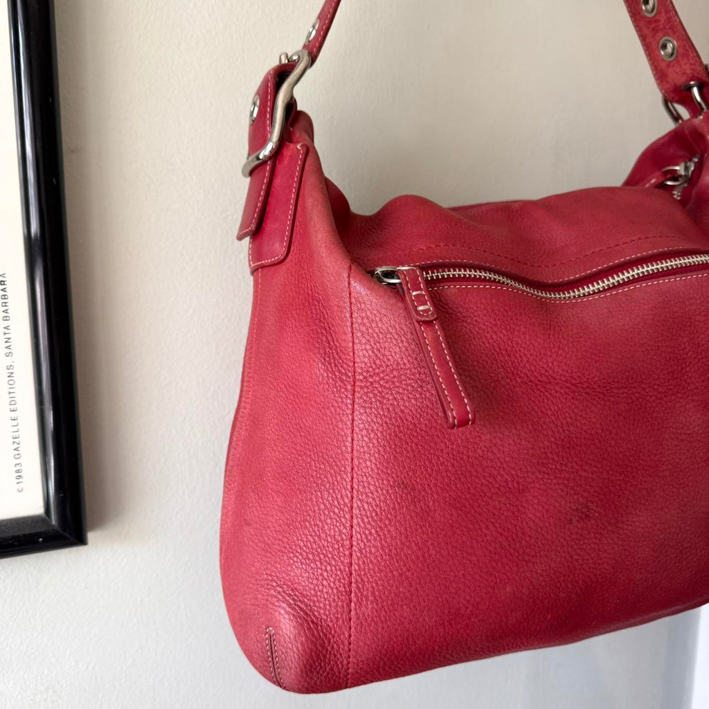 Vintage Y2K Coach cherry red leather Legacy zip shoulder bag!