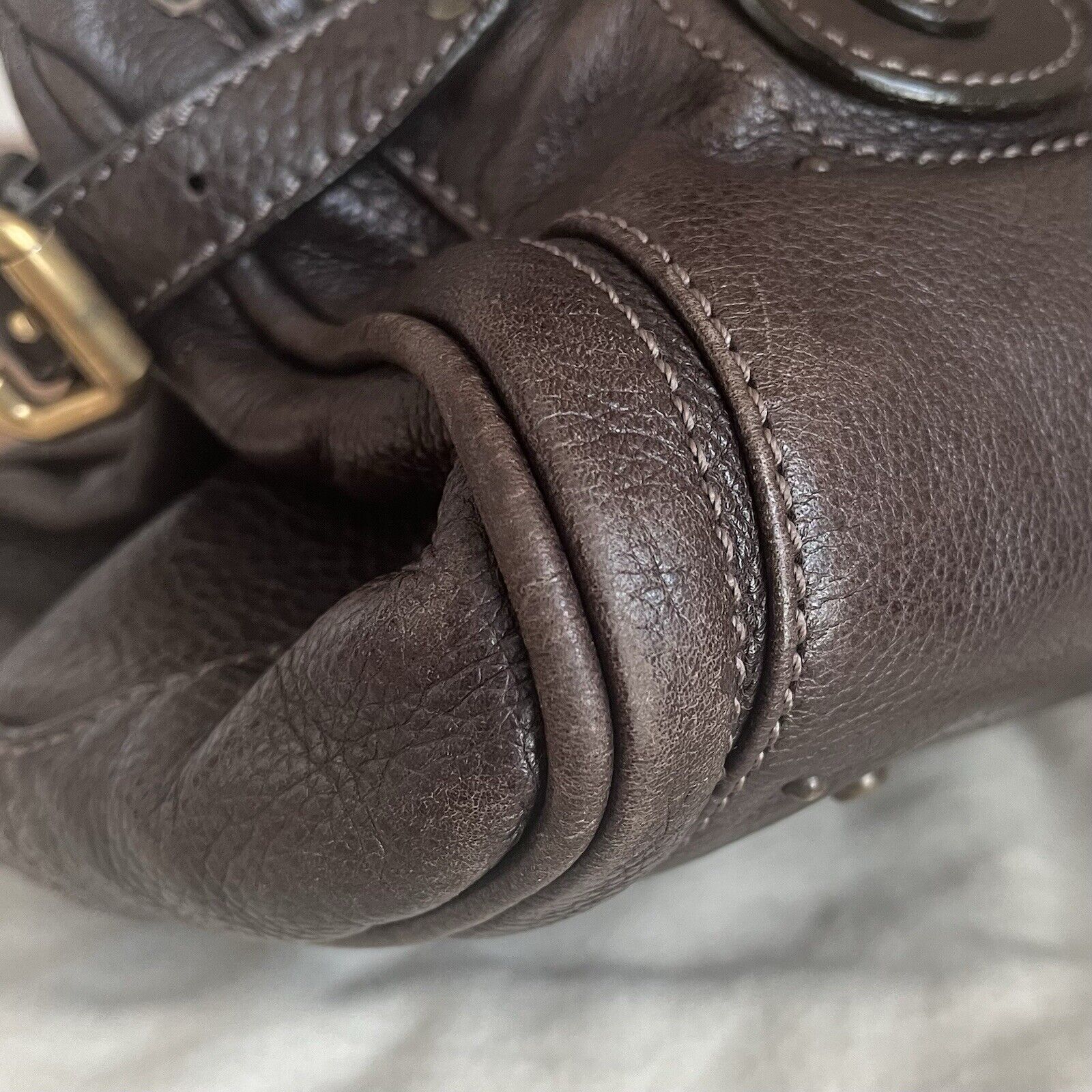 Chloe paddington leather hand bag dark brown leather medium padlock key f s 1